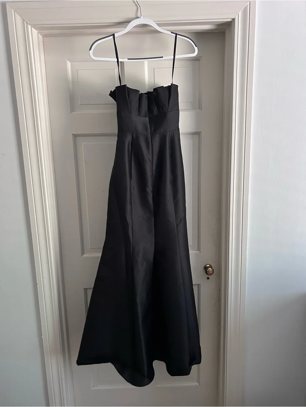 ALFRED SUNG Black Strapless Maxi Gown with Pleated Bodice - Picture 3 of 5